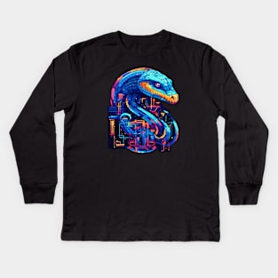 Cyber Snake, Techno Viper of a Digital Realm Kids Long Sleeve T-Shirt